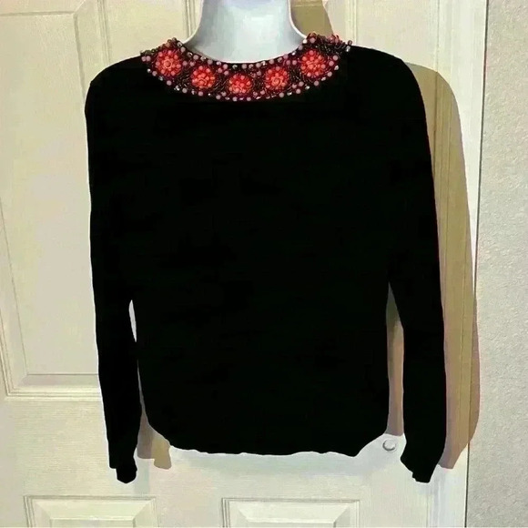 Vintage Victor Costa Womens Floral Beaded Sequin Rayon Cardigan Sweater XS - Picture 2 of 10